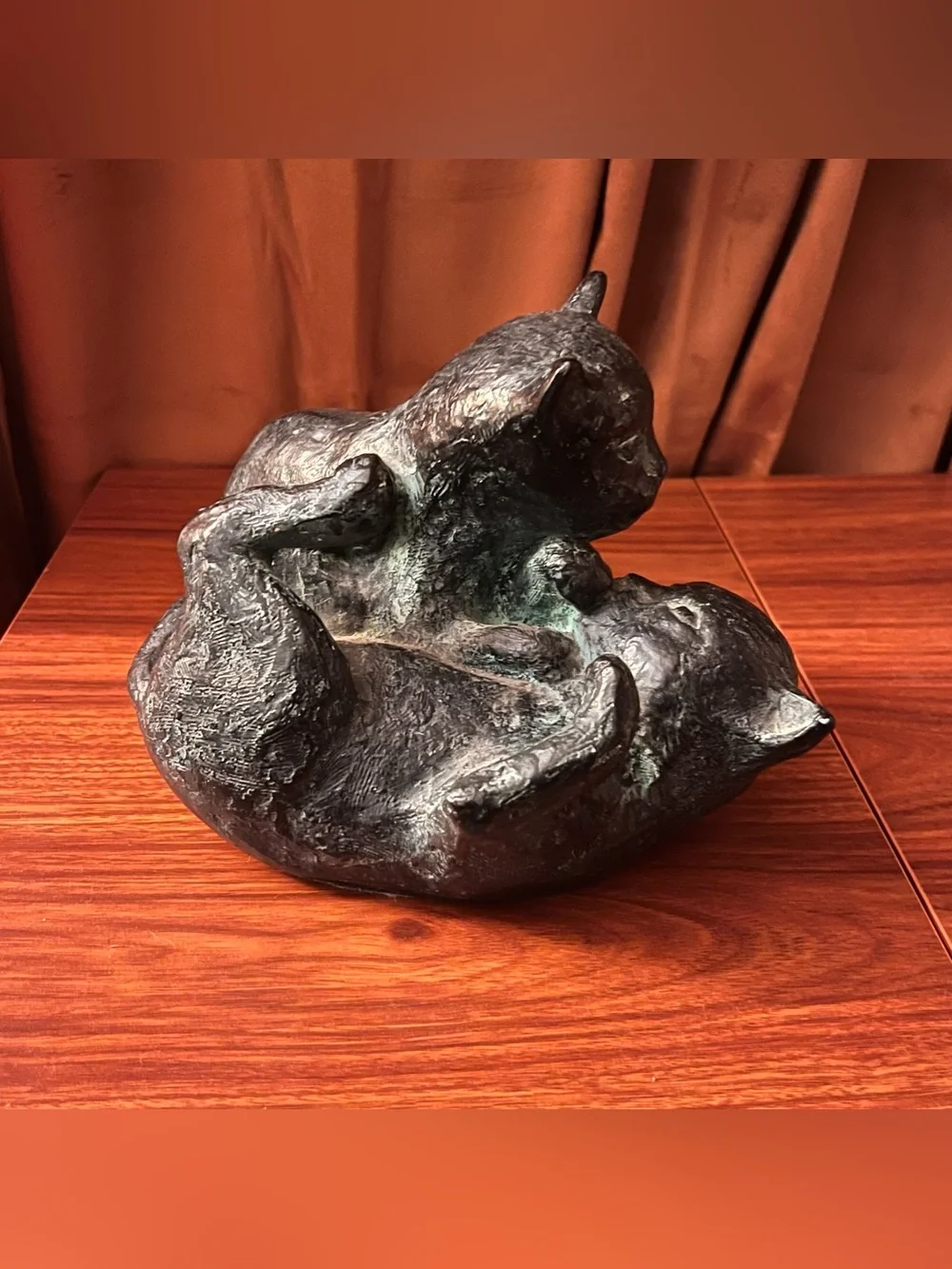 Vintage Mid Century Playful Cats Sculpture